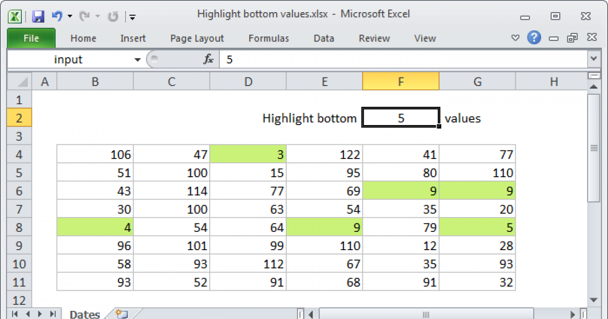 Highlight Bottom Values Excel Formula Exceljet